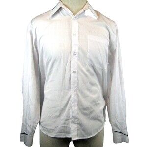 Men's George Martin LS White Cotton Blend  Dress Shirt size 151/2-32/33
